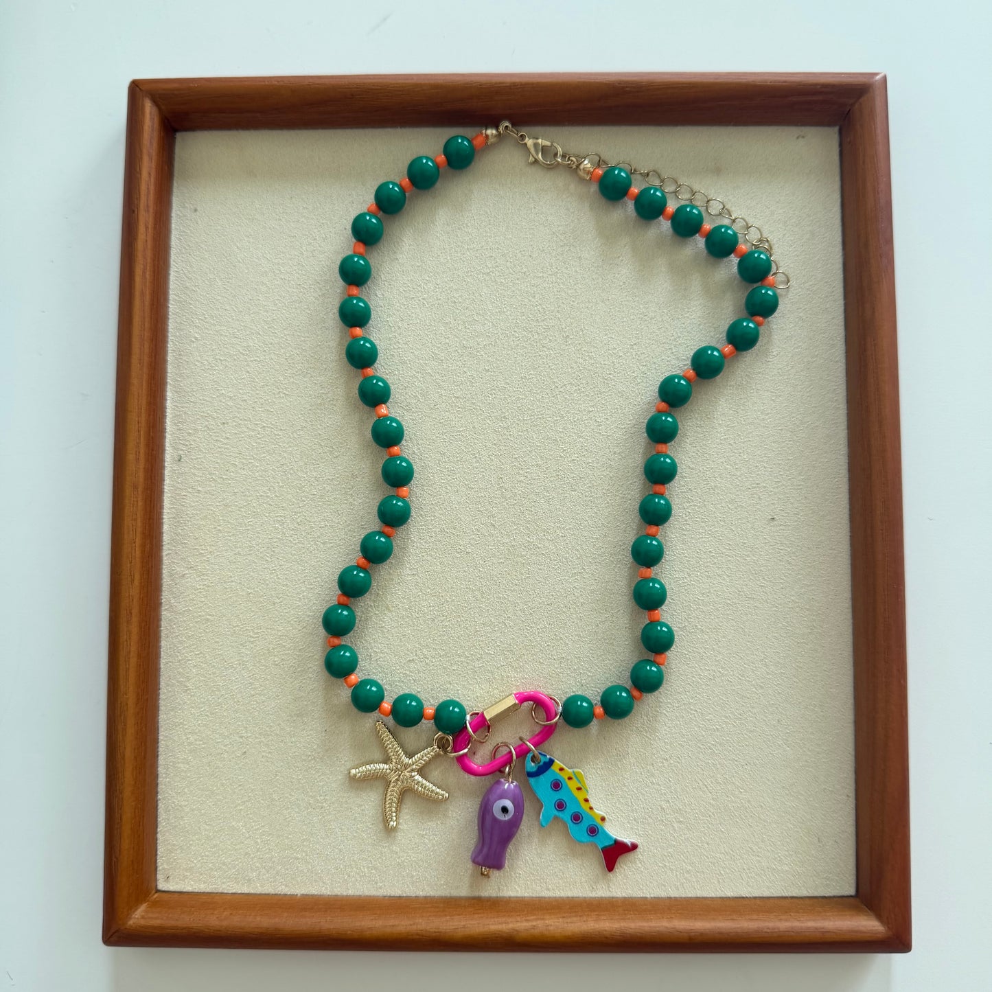 Green Beaded & Linked