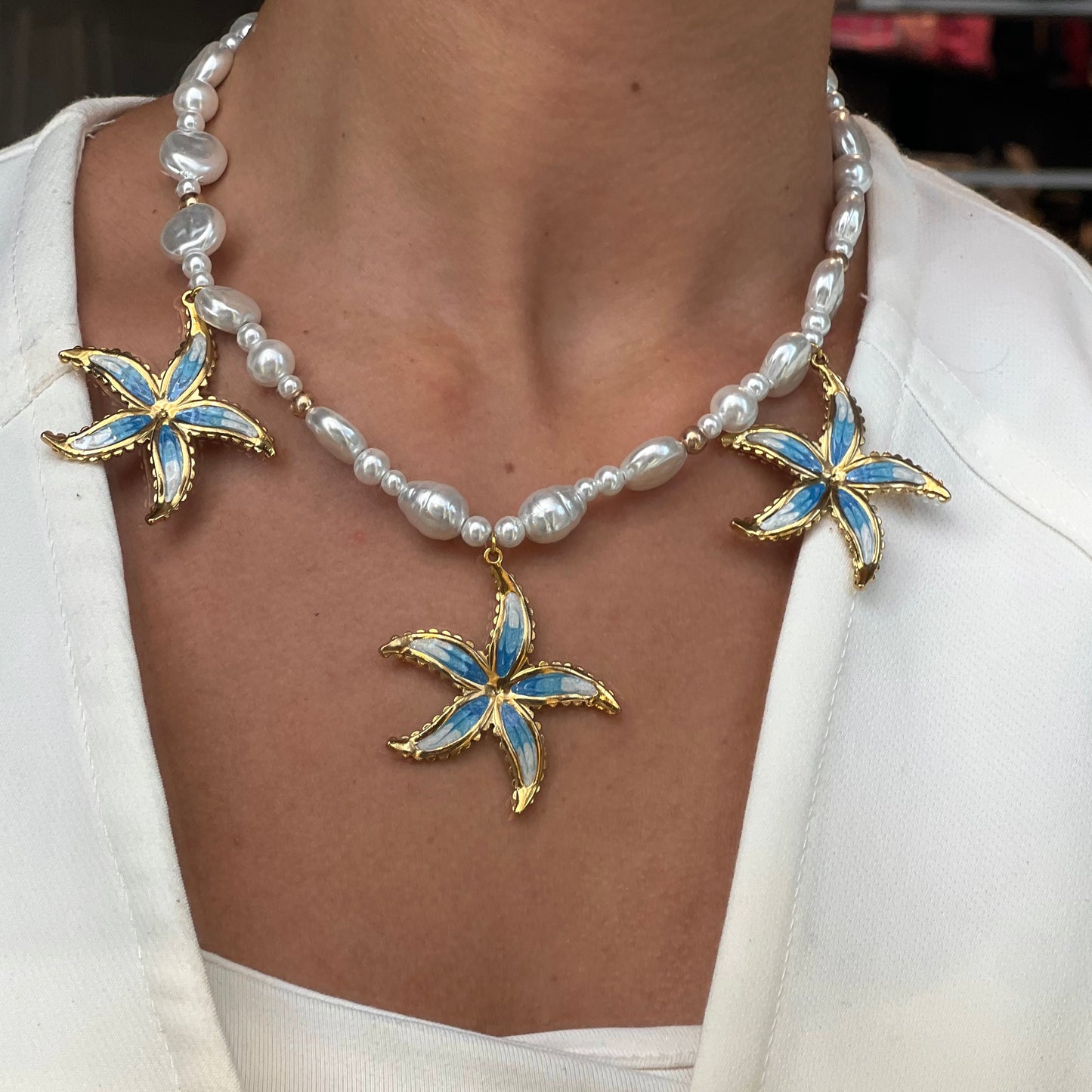 Pearls & Blue Flowers