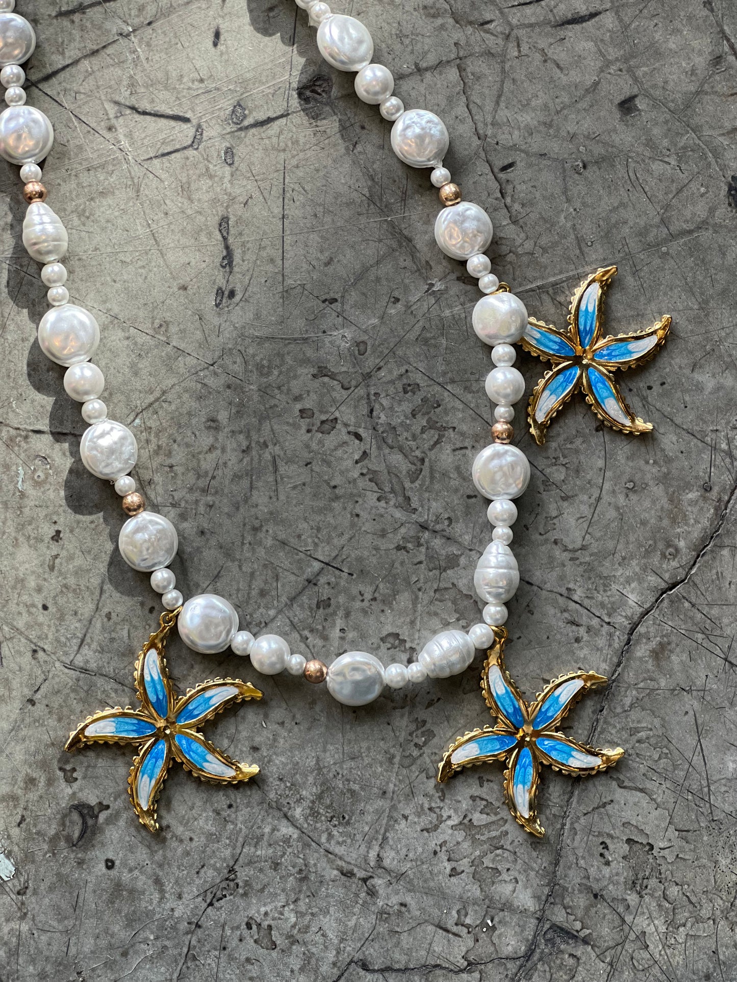 Pearls & Blue Flowers