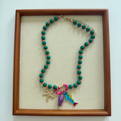 Green Beaded & Linked