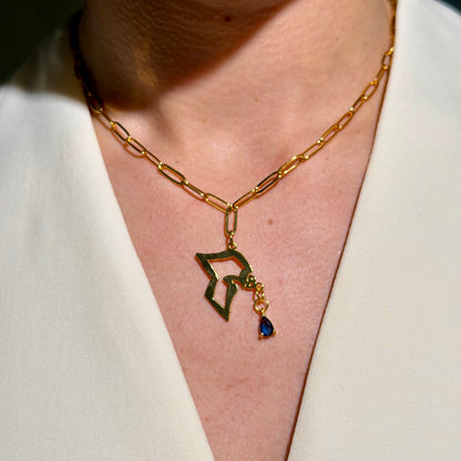 Gold Plated - Kuwait Map - Blue Crystal