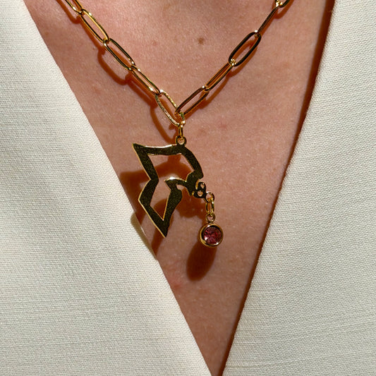 Gold Plated - Kuwait Map - Pink Charm