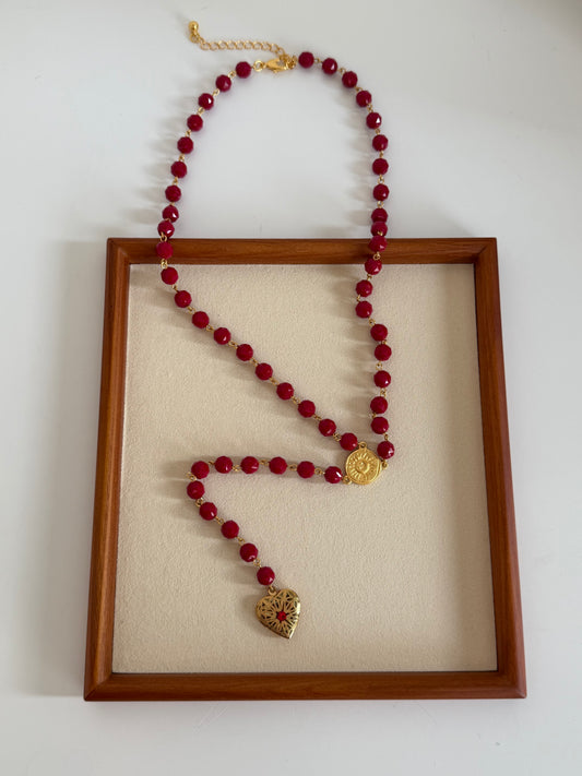 Red Beaded Locket