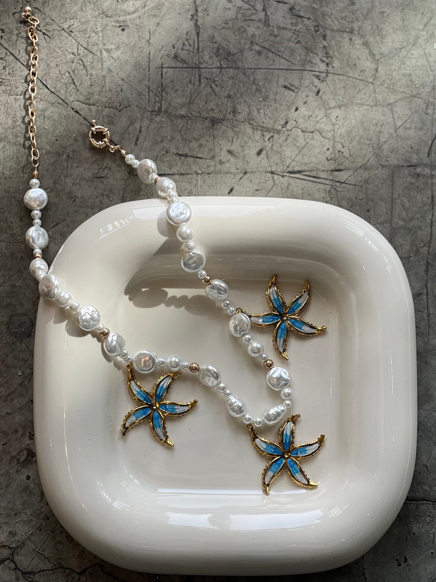 Pearls & Blue Flowers
