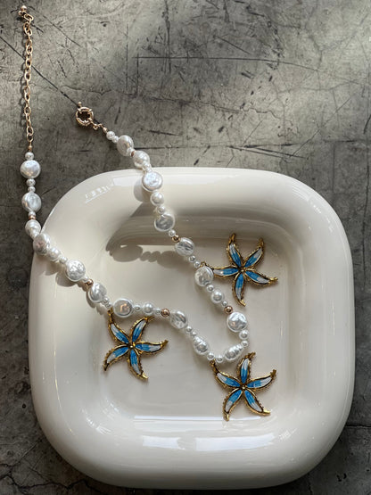 Pearls & Blue Flowers