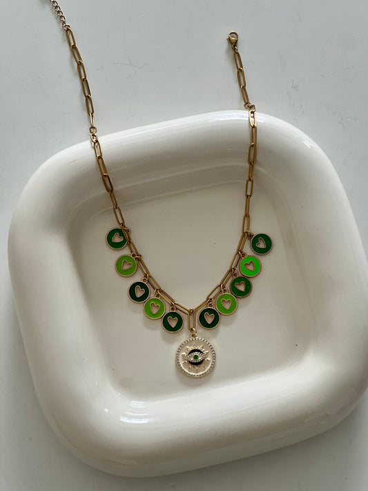 Green Eye & Heart Charm