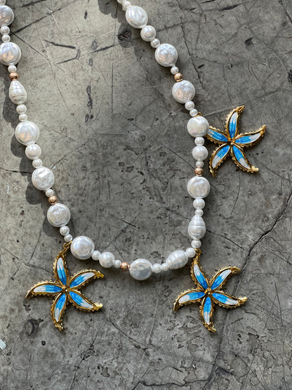 Pearls & Blue Flowers