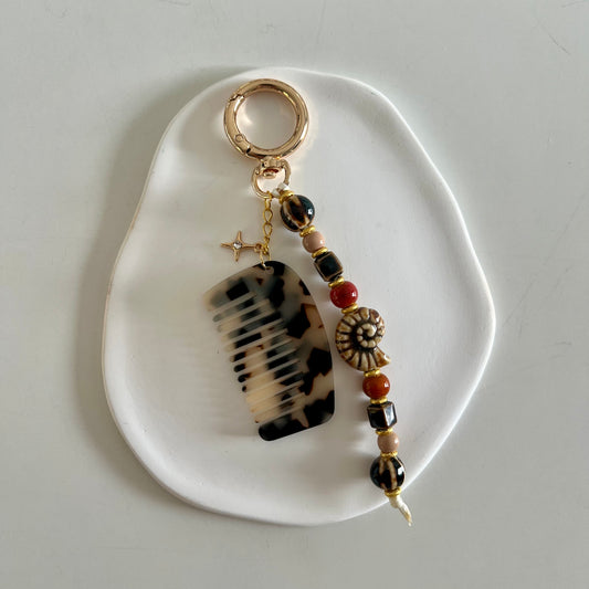 Beaded Clip Comb - Leopard