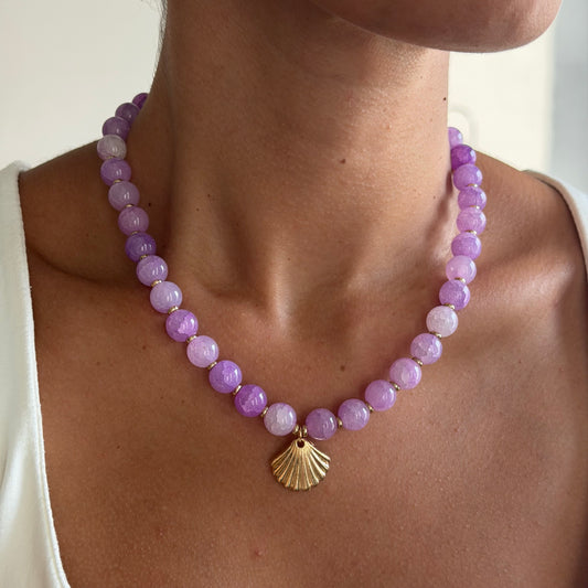 Shell & Purple Beads