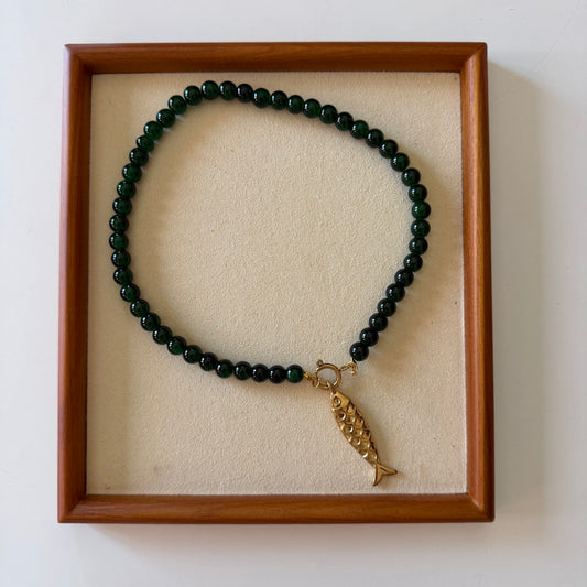 Golden Fish x Green Beads