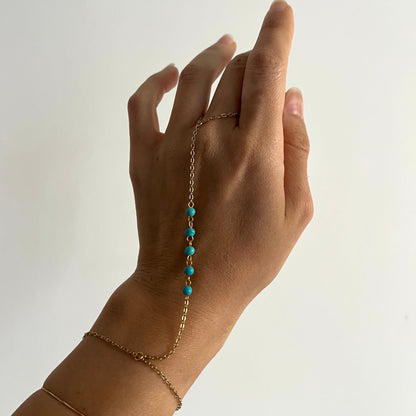 Blue stone hand chain
