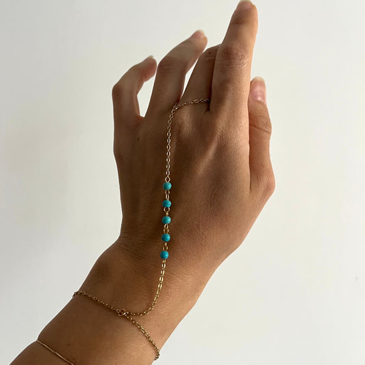 Blue stone hand chain