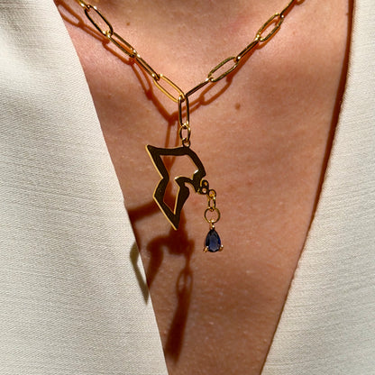 Gold Plated - Kuwait Map - Blue Crystal